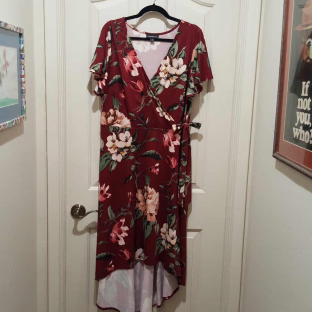 Stitch Fix Faux Wrap floral hi-lo dress 2X 16W